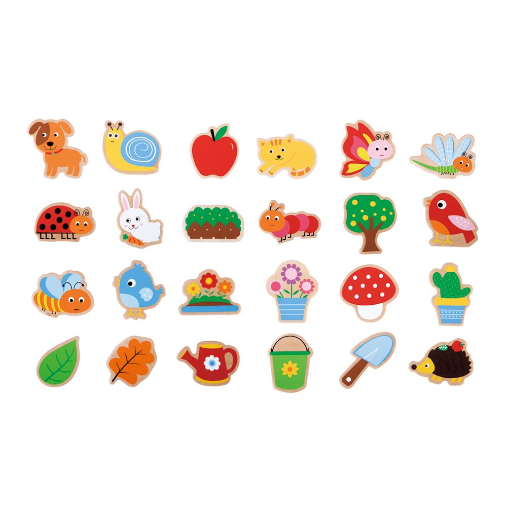 Lelin Toys, Дървени магнити, Градина, 24 броя