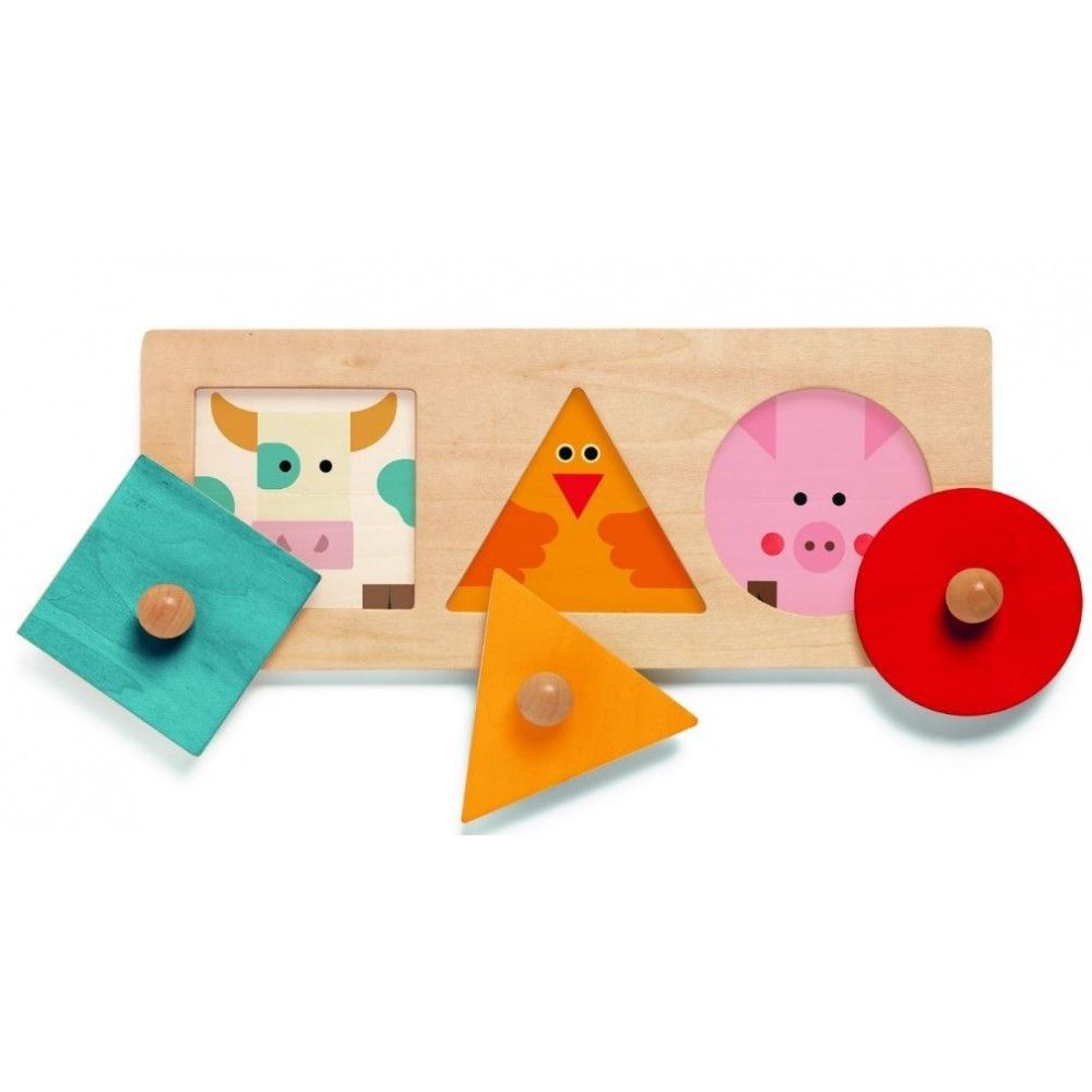 Дървен пъзел с дръжки, Форми-животни