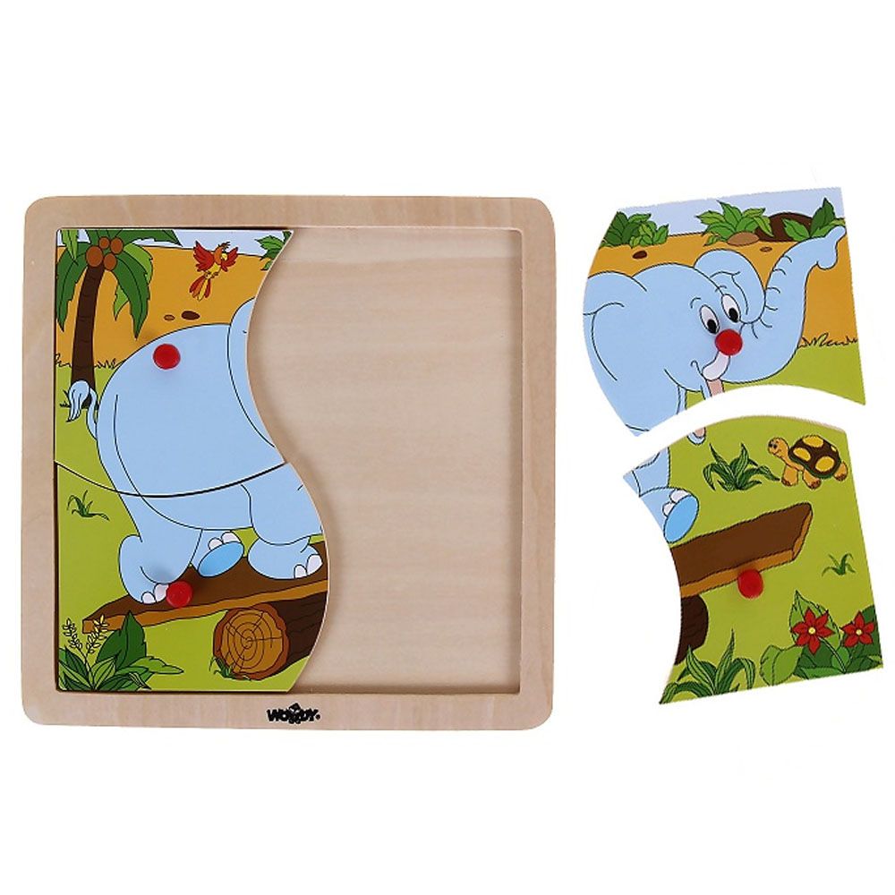 Дървен пъзел с рамка, Слонче