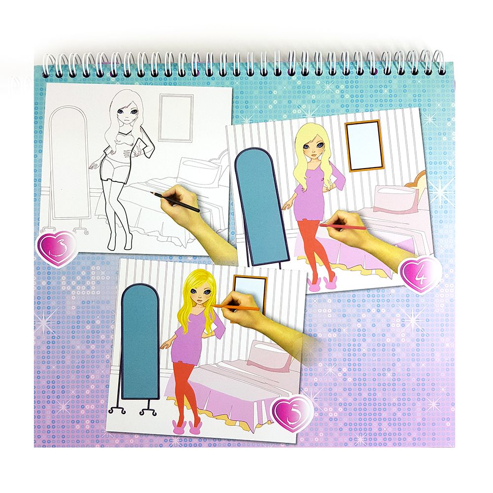 Книжка за рисуване със стикери и шаблони, Модерни момичета
