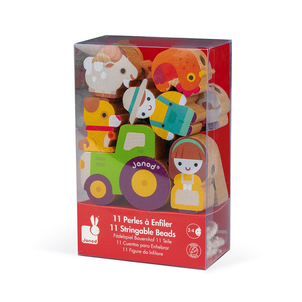 Дървени фигури за нанизване, Ферма, 2 игри в 1