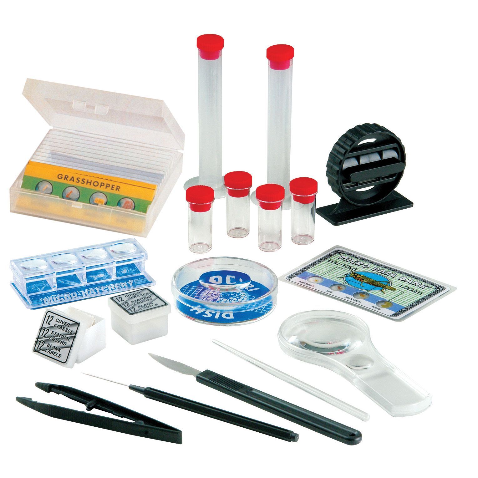 Метален микроскоп с прожектор, в куфар