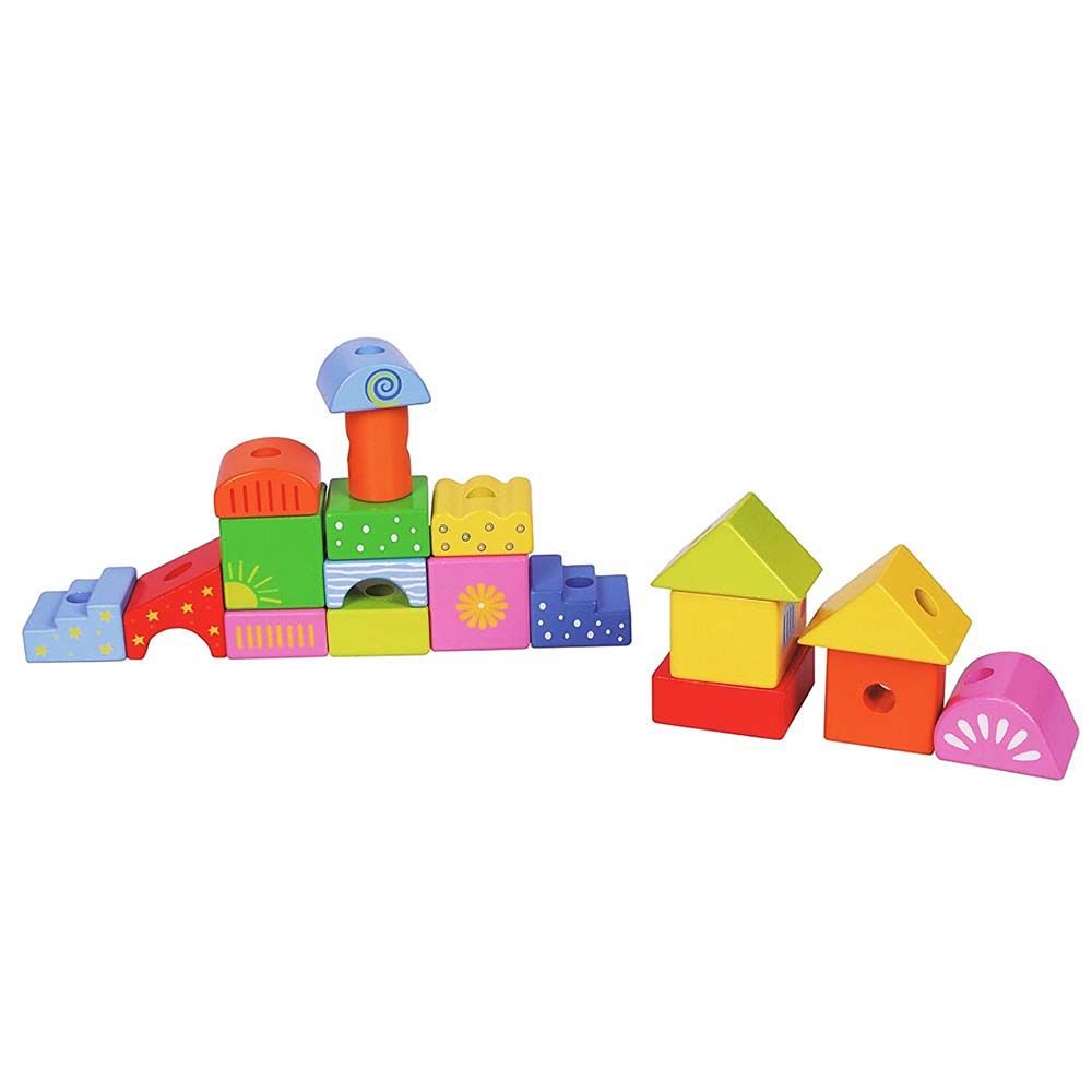 Дървено цветно дидактическо влакче