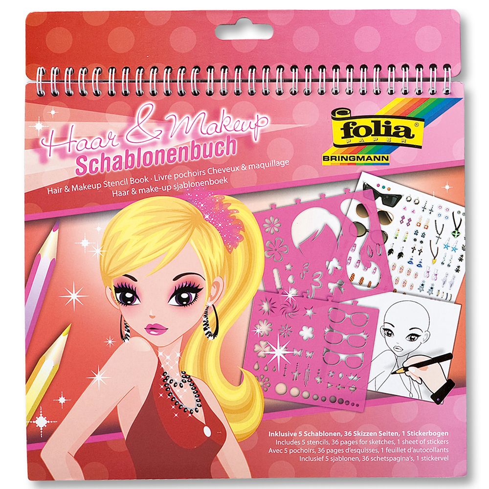 Folia Bringmann, Книжка за рисуване със стикери и шаблони, Гримове и прически