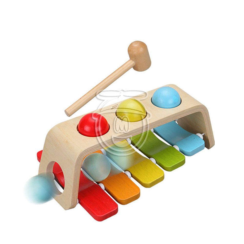 Дървена играчка 2 в 1, Ксилофон с Чукче