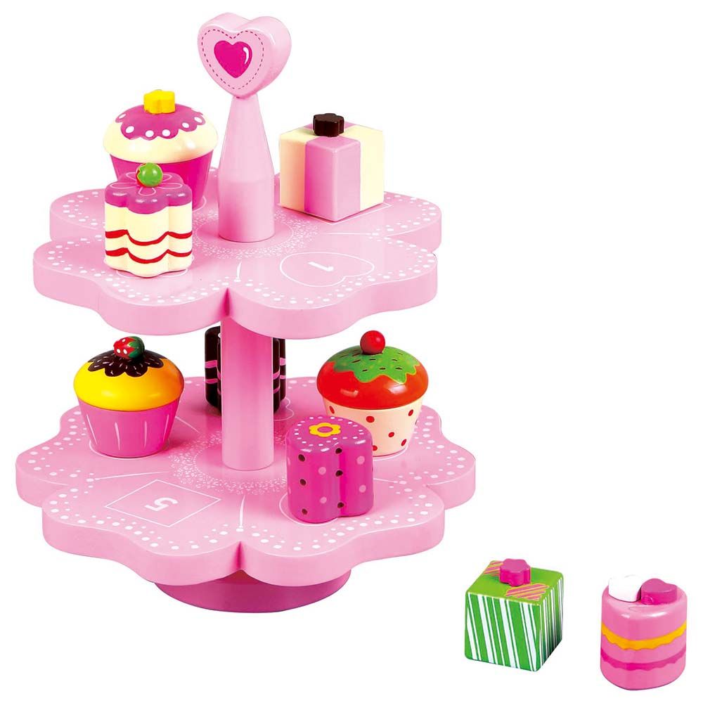 Lelin Toys, Дървени магнитни кексчета с поднос, Сърце