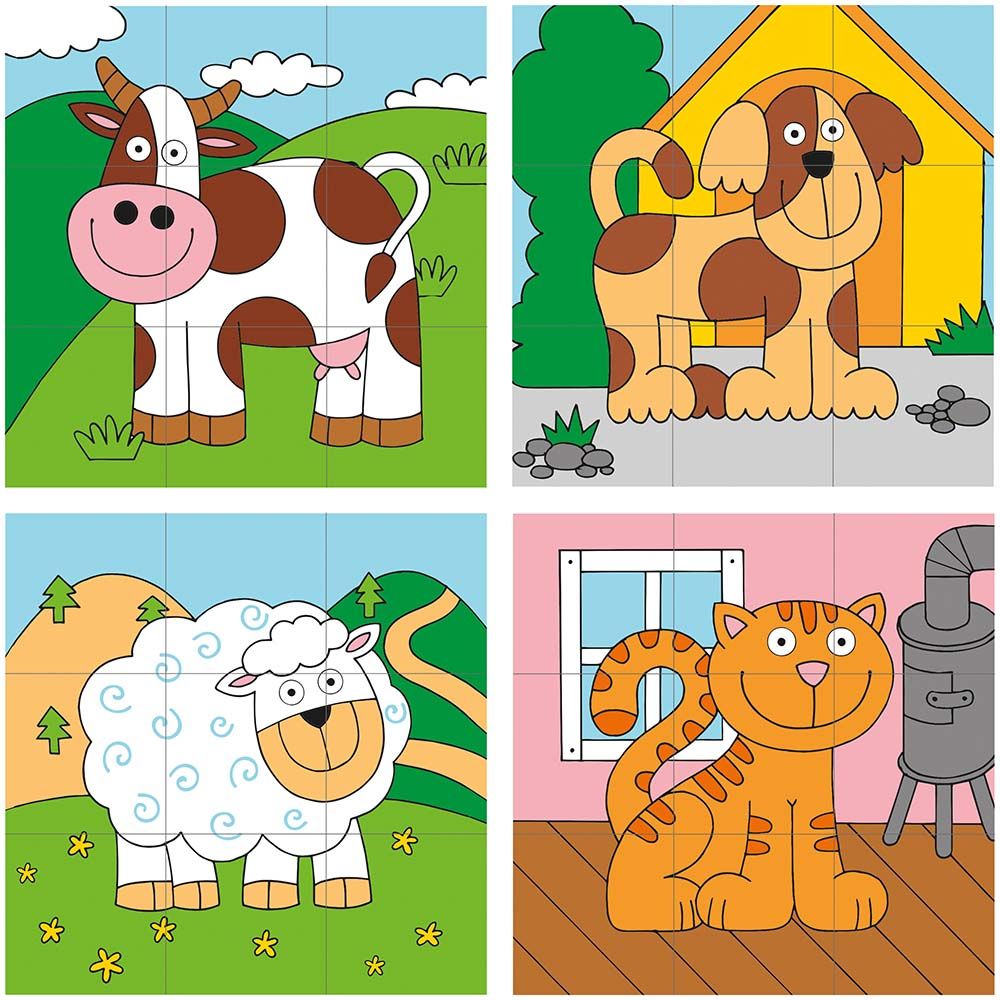 Дървени кубчета - низанки, Животните от фермата