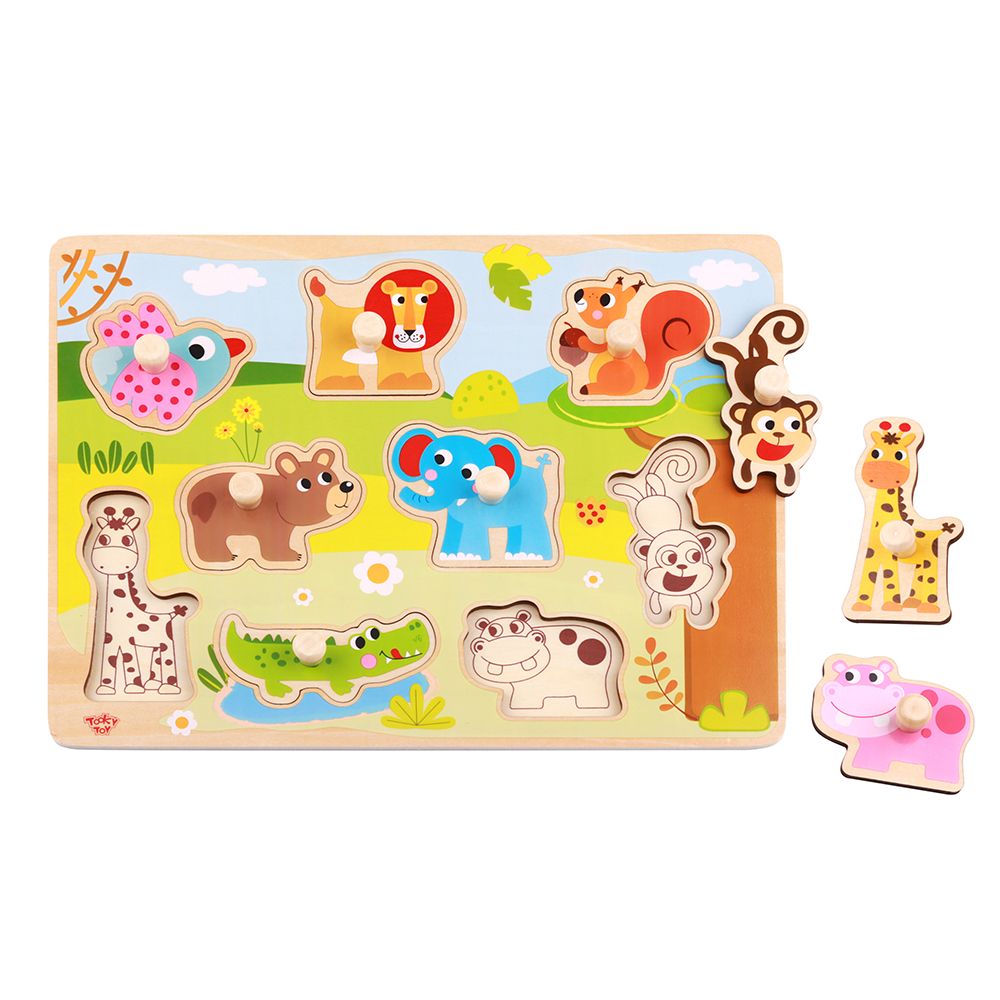 Дървен пъзел с дръжки, Диви животни