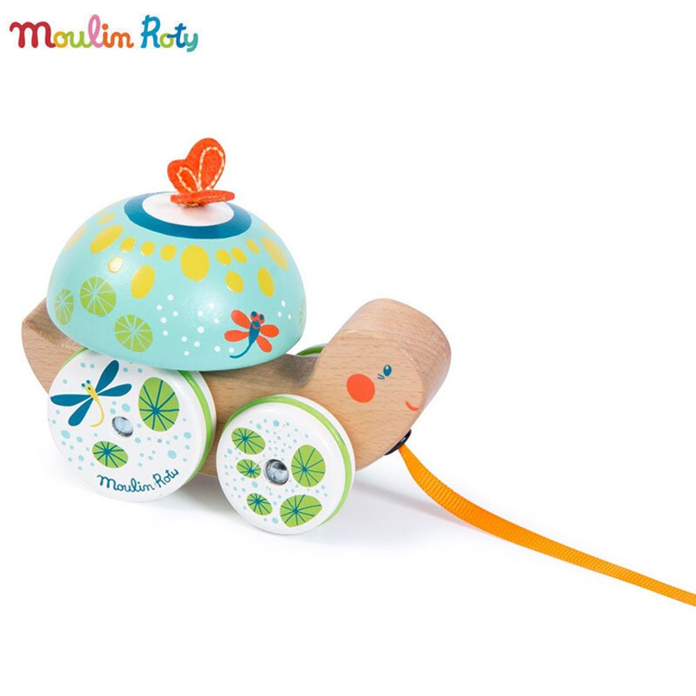 Moulin Roty, Дървена играчка за дърпане, Веселата костенурка
