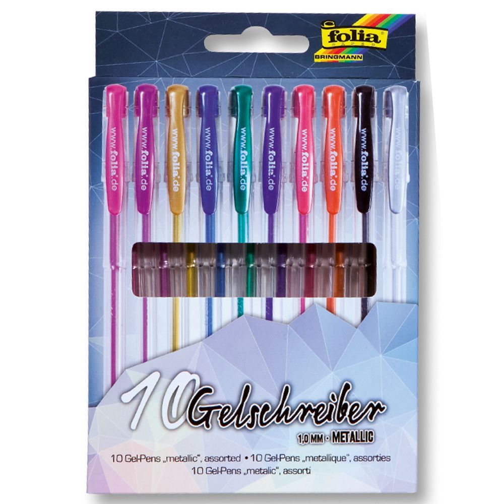 Folia Bringmann, Комплект гел химикалки, металик, 10 бр