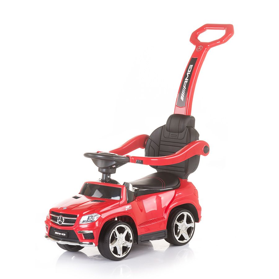 Количка за яздене с дръжка, Mercedes Benz GL63 AMG, червена