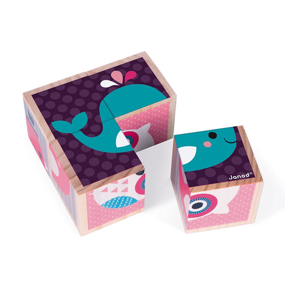 Дървени кубчета за най-малките, Бебета животни, 4 бр.