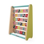 Дървено сметало с думи, цифри и букви от английската азбука