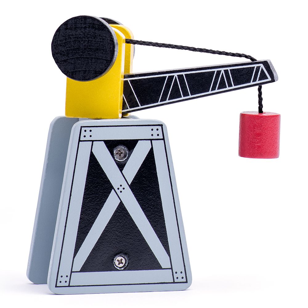 Дървен влак с релси, с пързалка и кран, 130 части