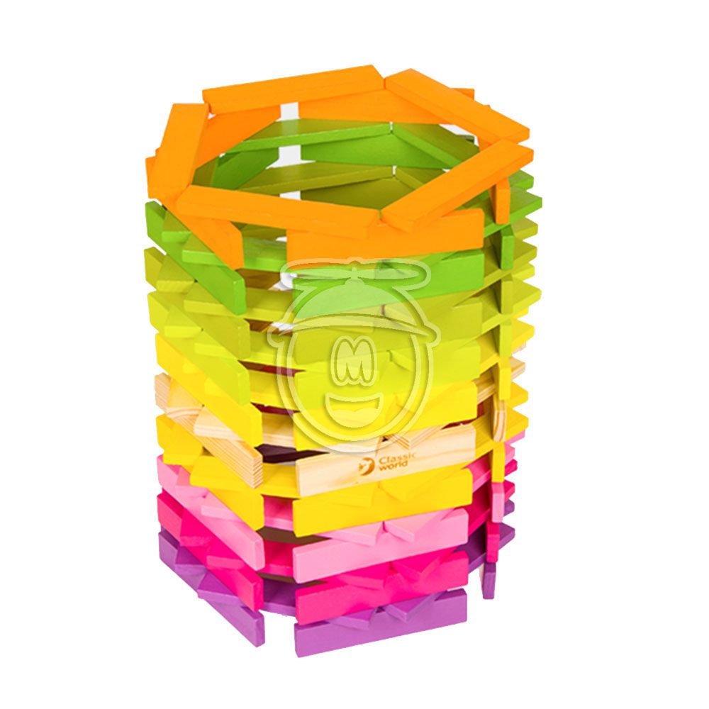 Конструктор от дървени цветни летвички, 100 части