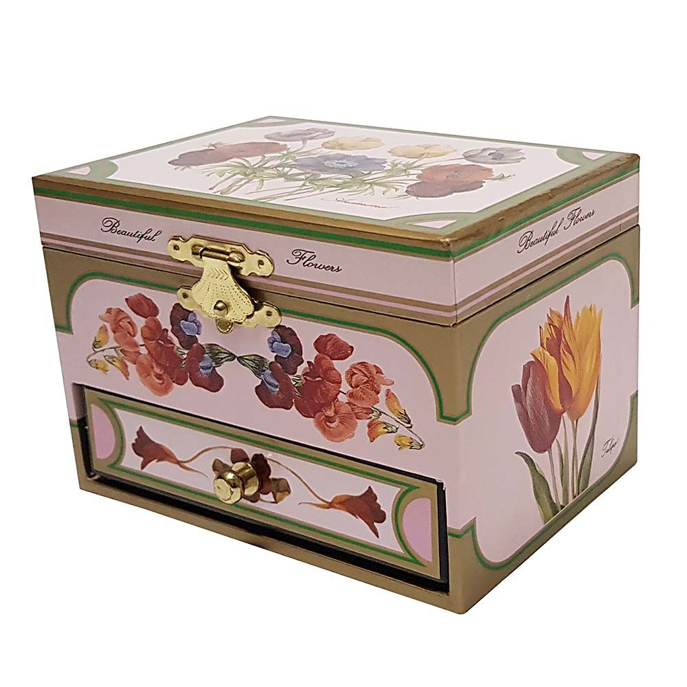 Музикална кутия Цветя, розова