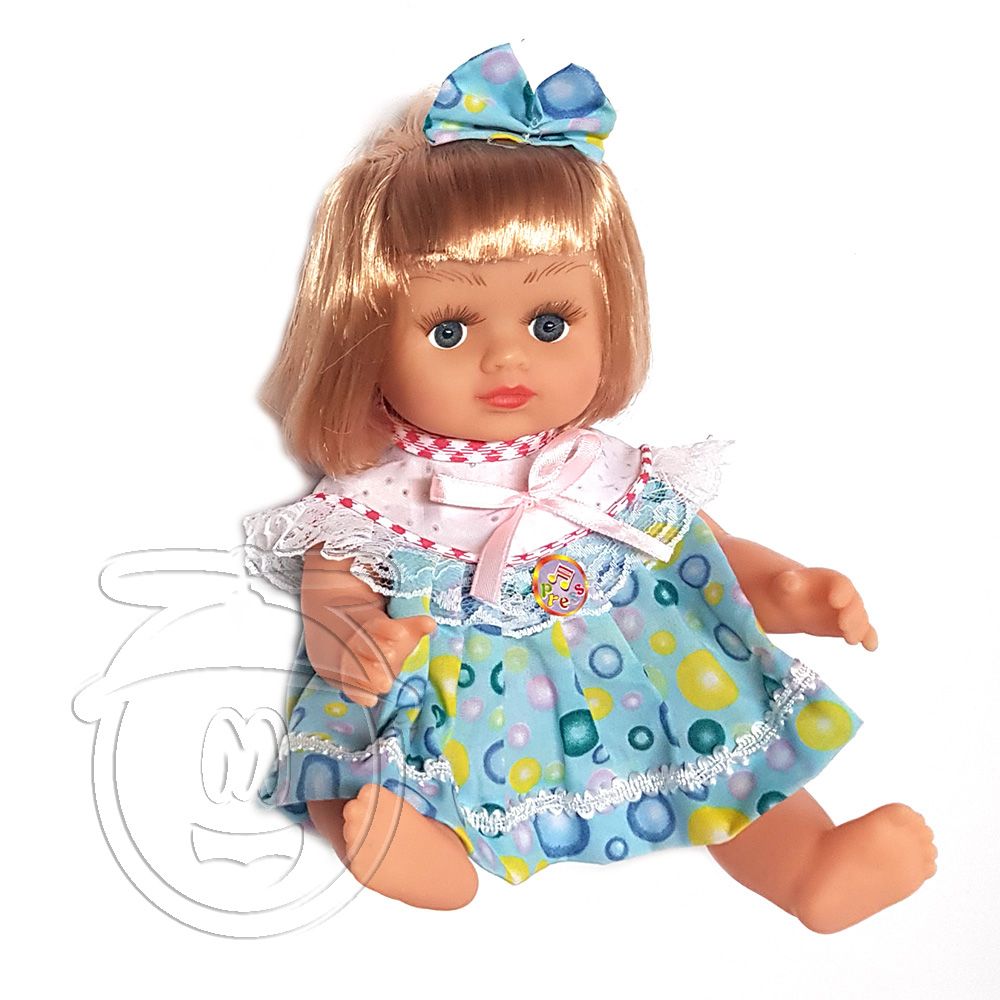 Моята любима музикална кукла със синя панделка и рокля