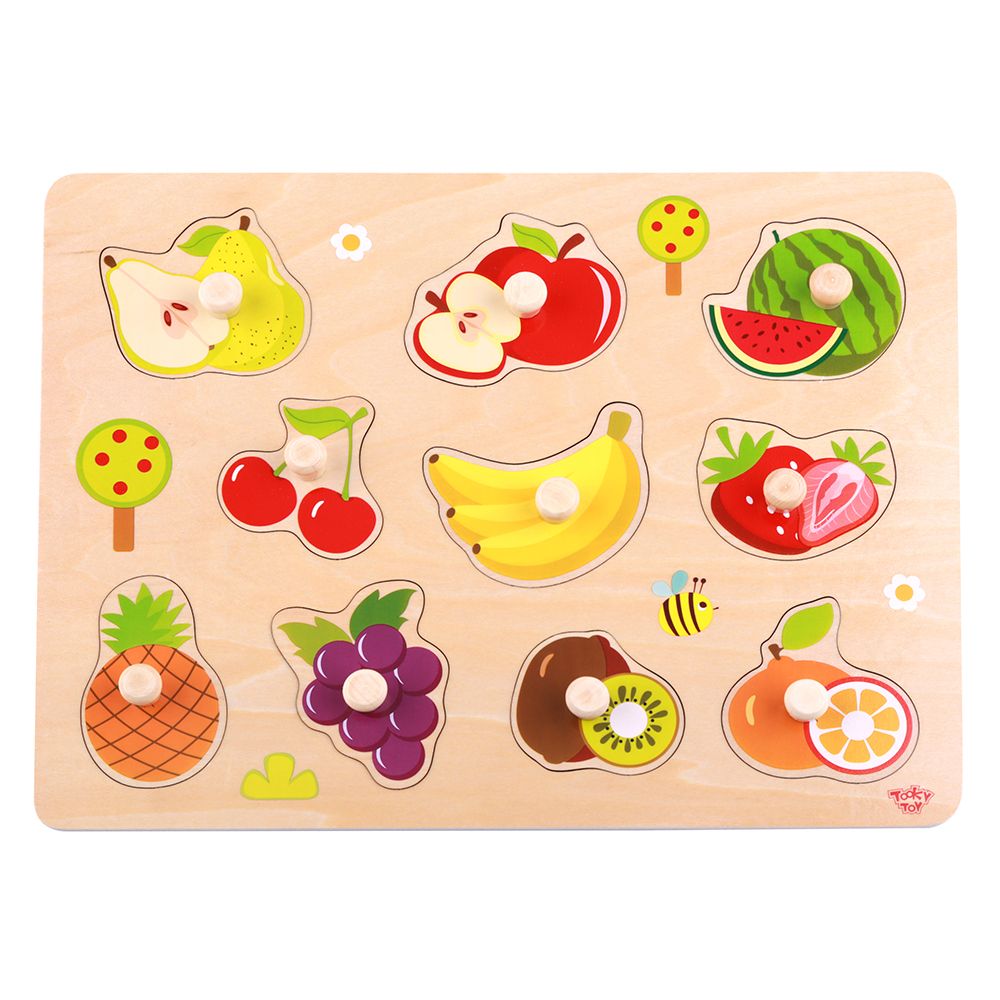 Tooky Toy, Дървен пъзел с дръжки, Плодове