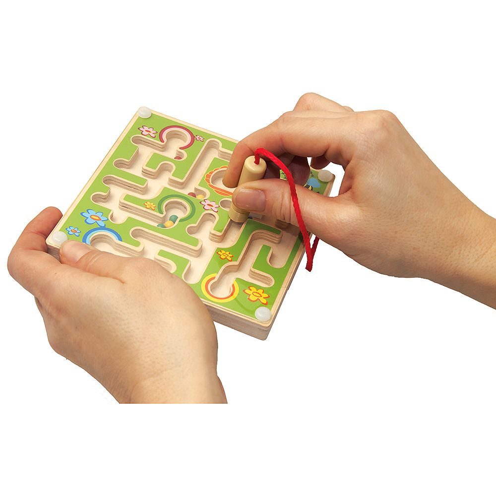 Дървен лабиринт с топчета, зелен