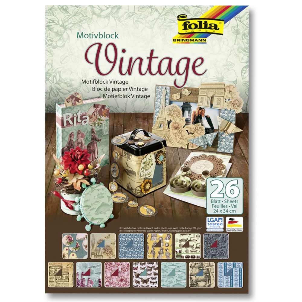 Folia Bringmann, Блокче с дизайнерски хартии и картони, Винтидж