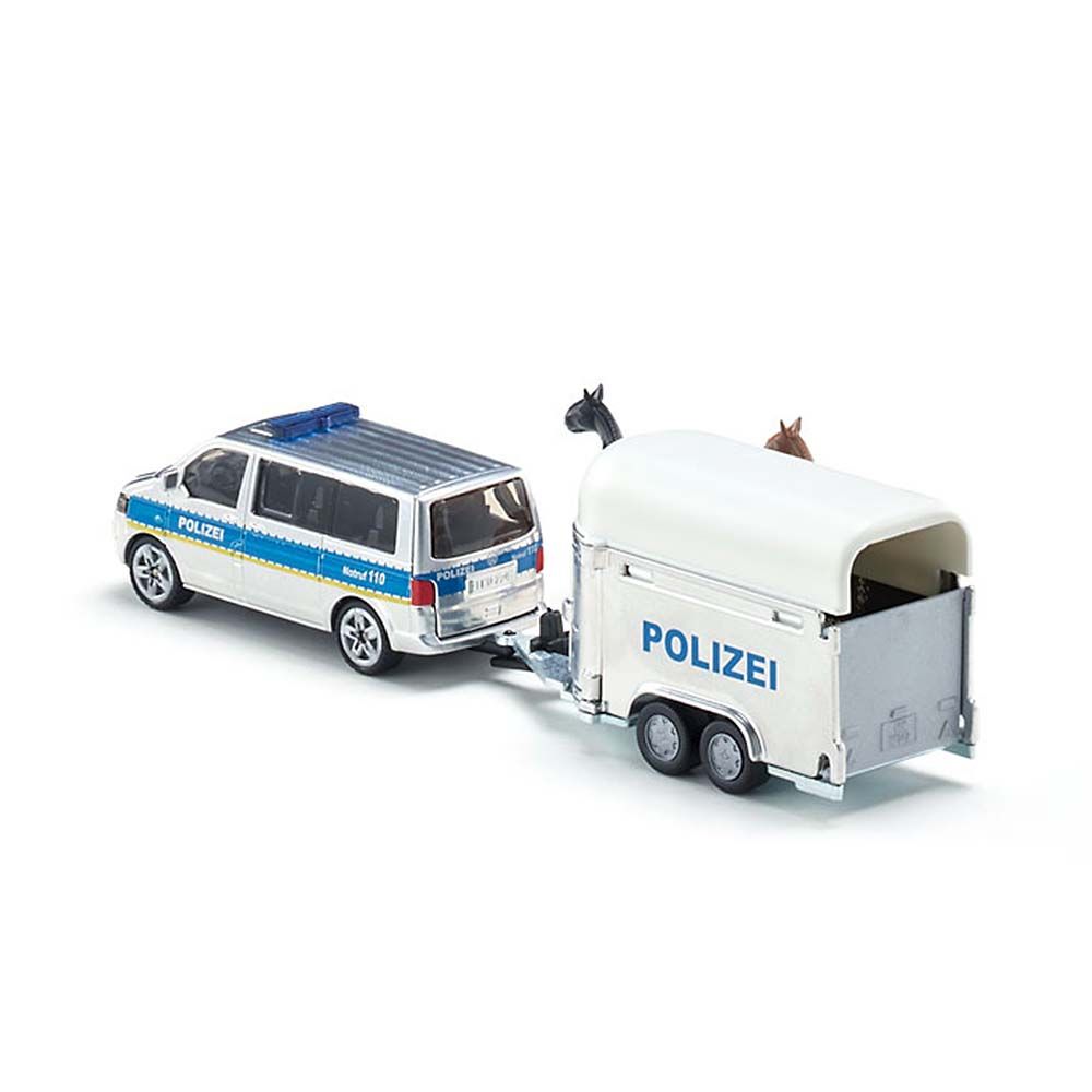 Полицейски микробус с ремарке за превоз на коне