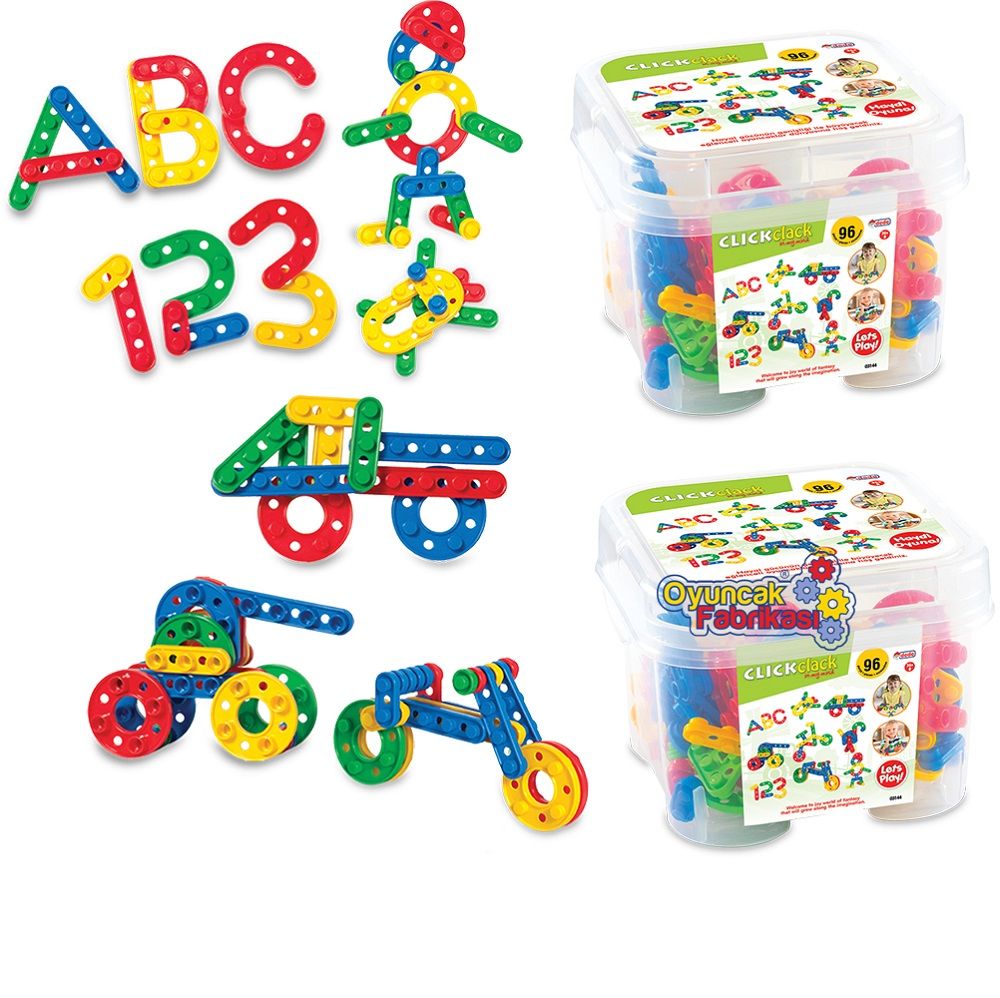 Dede toys, Пластмасов конструктор, Букви и числа, 96 части