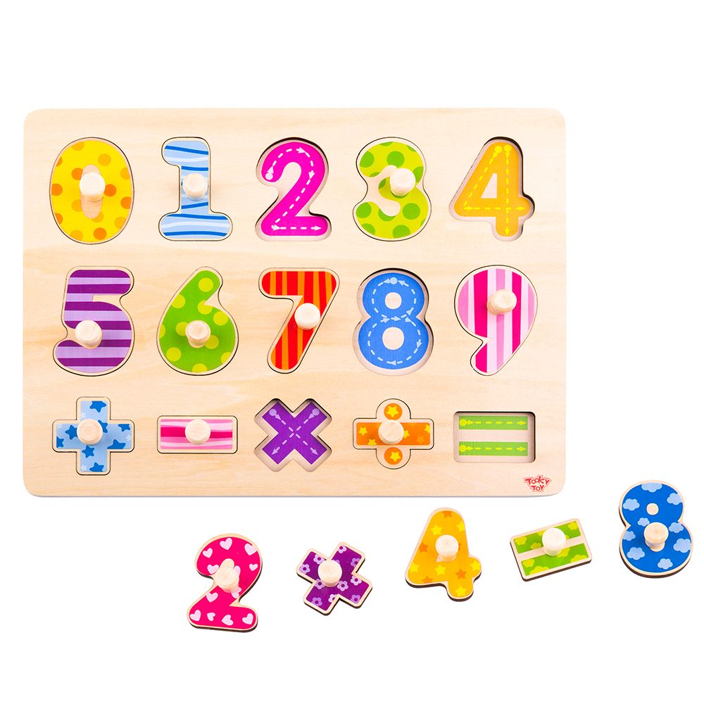 Дървен пъзел с дръжки, Числа и аритметични знаци