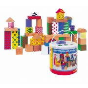 Дървен конструктор цветен, 50 части