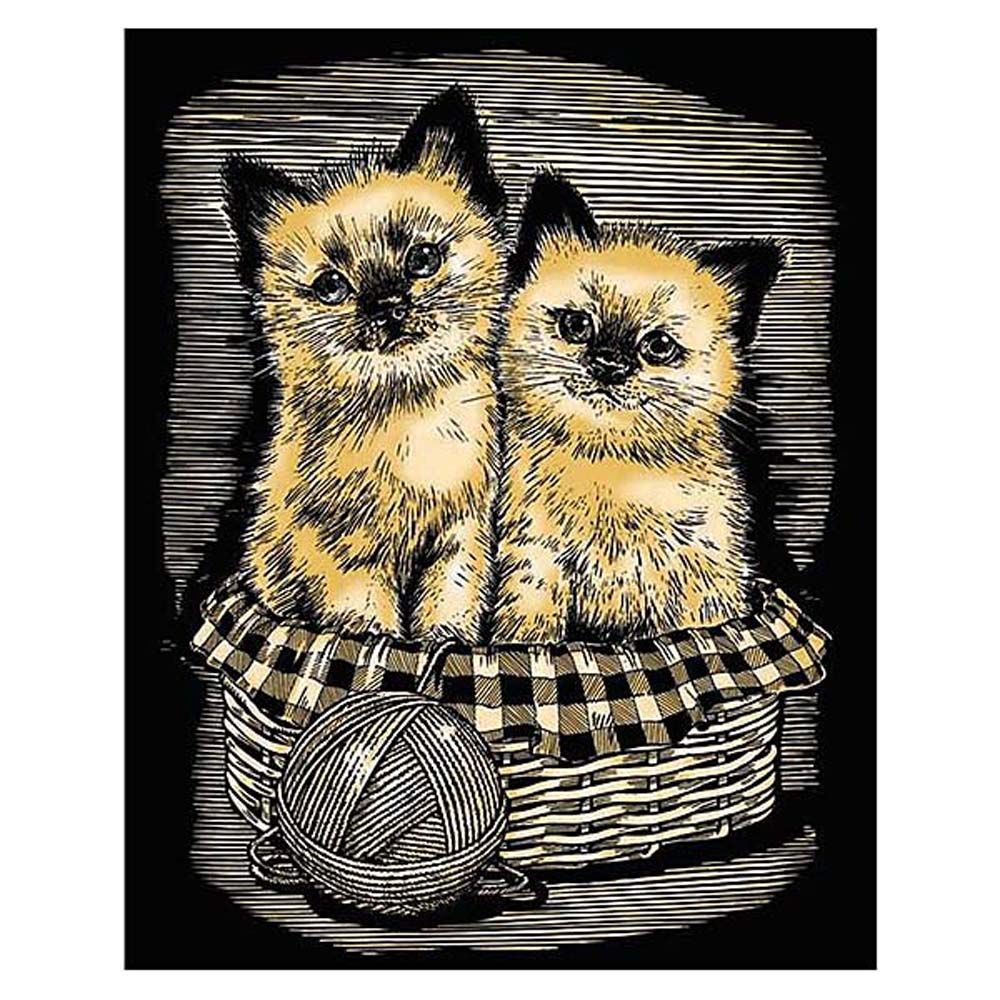 KSG crafts, Гравиране на златна основа, Котета в кошница