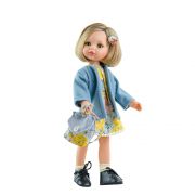 Карла, със синьо палтенце и раничка, 32 см