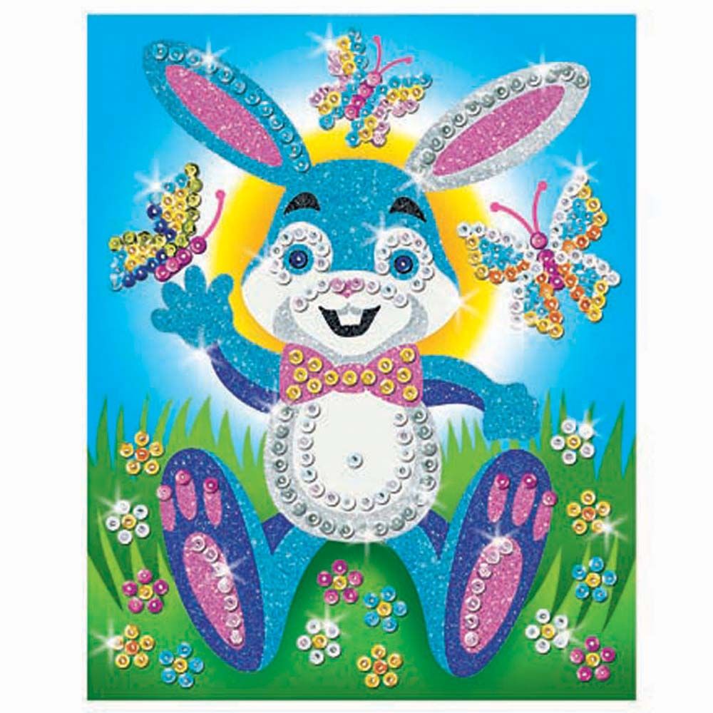 Изкуство с пайети и блестящ пясък, Зайче