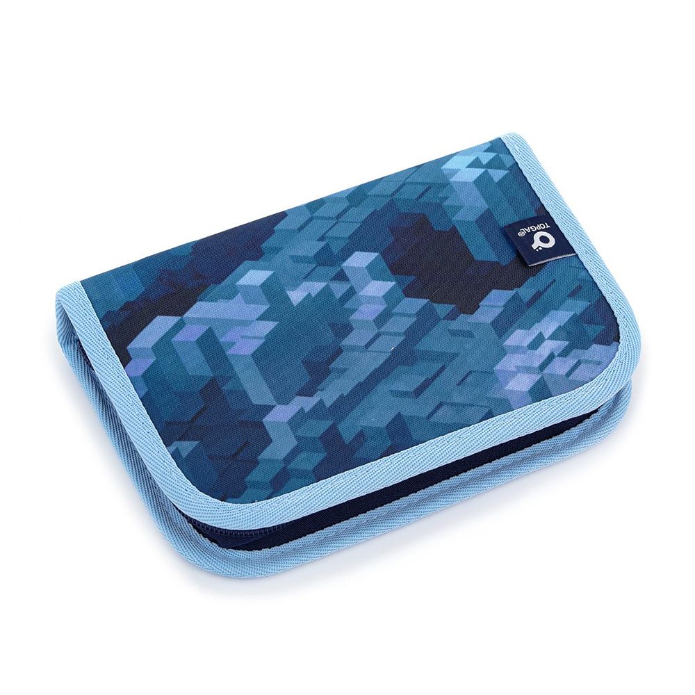 Ученически несесер с един цип, Квадратно синьо