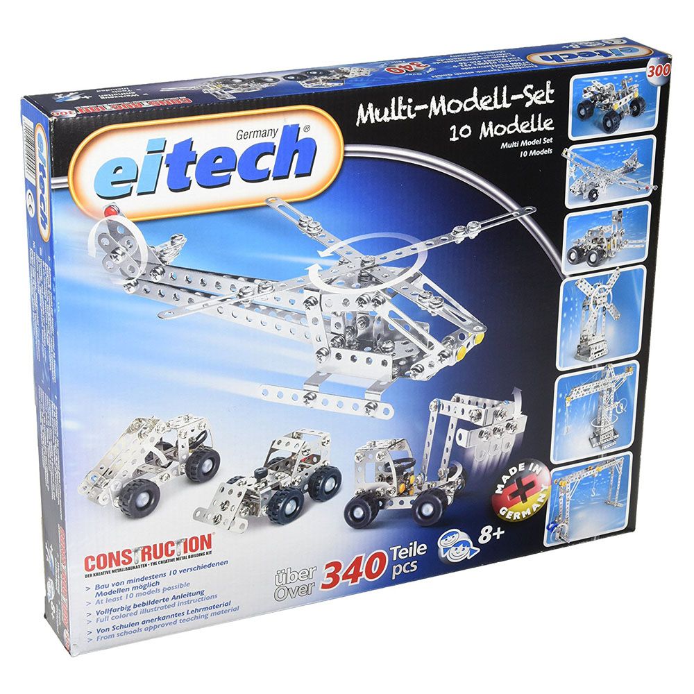 Eitech, Метален конструктор, Основен комплект - 10 модела, 340 части