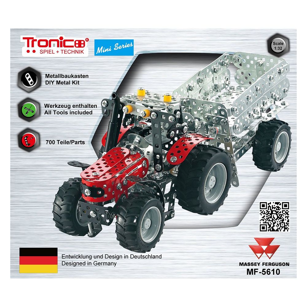 Mini Serie, Метален конструктор, Трактор  FENDT 313 Vario с ремарке, Tronico