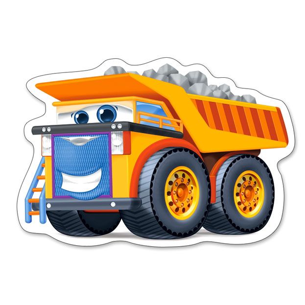 Весели строителни машини, пъзел с 3, 4, 6 и 9 чаcти