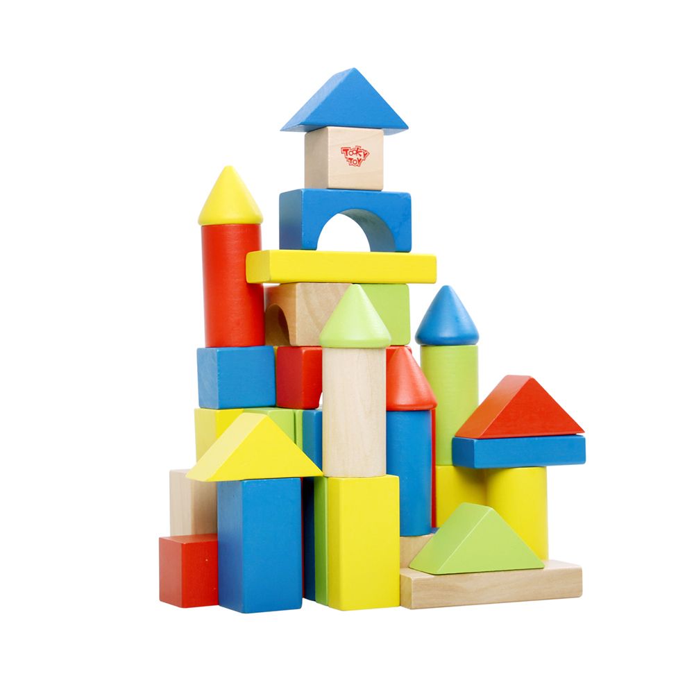 Tooky Toy, Дървен конструктор в кофа, 50 части