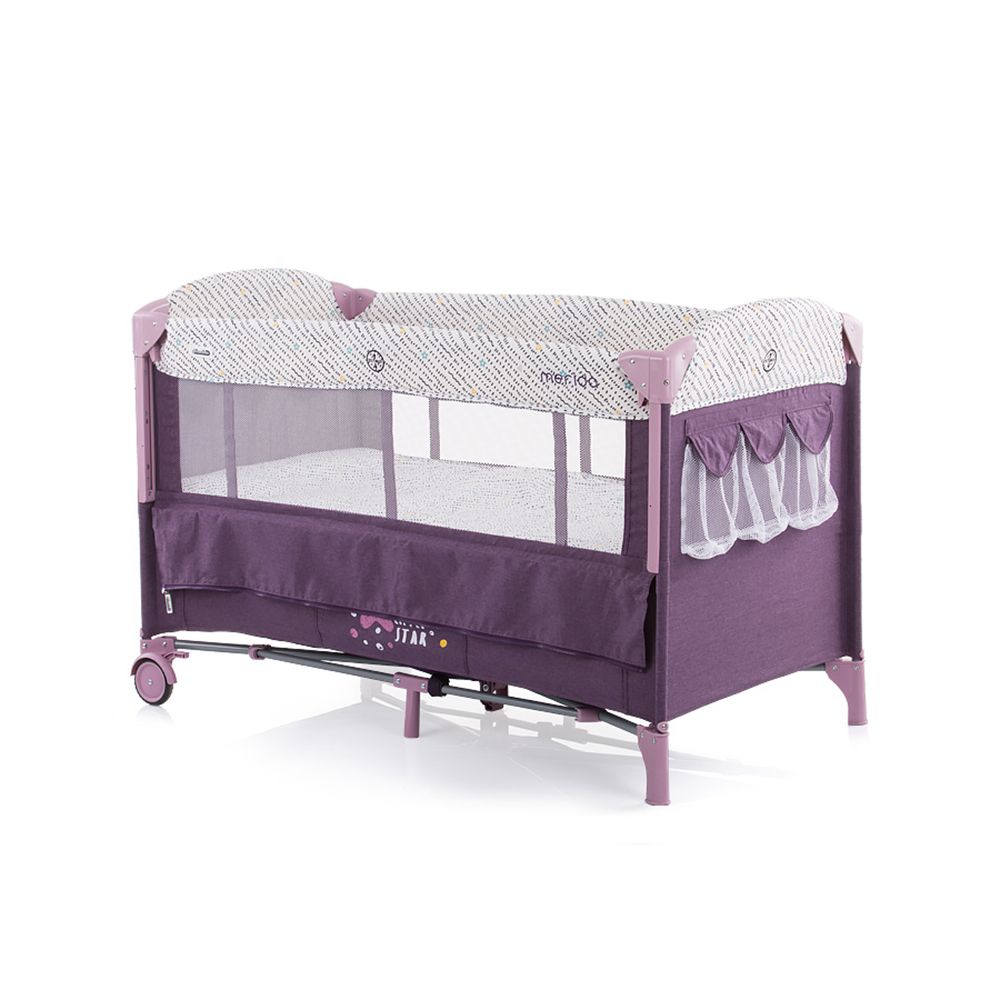 Детска кошара за спане и игра, с падаща страница, Мерида аметист