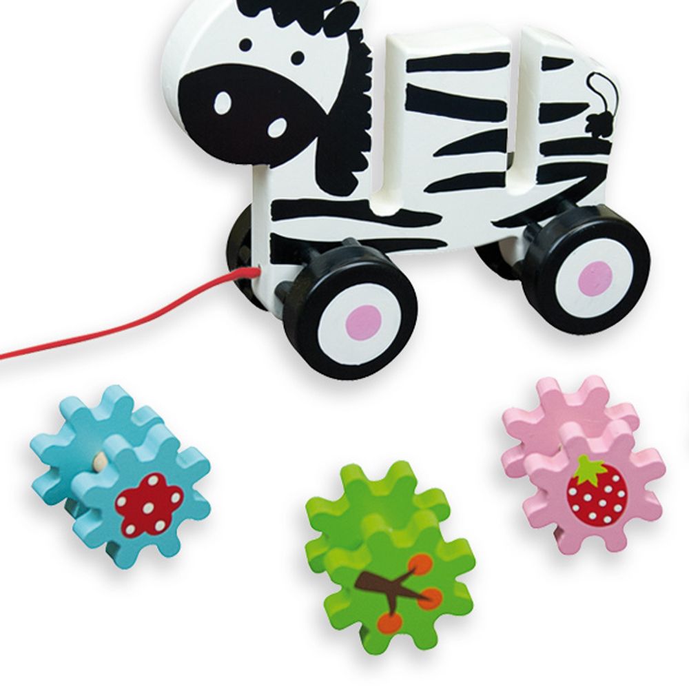 Зебра със зъбни колела за дърпане