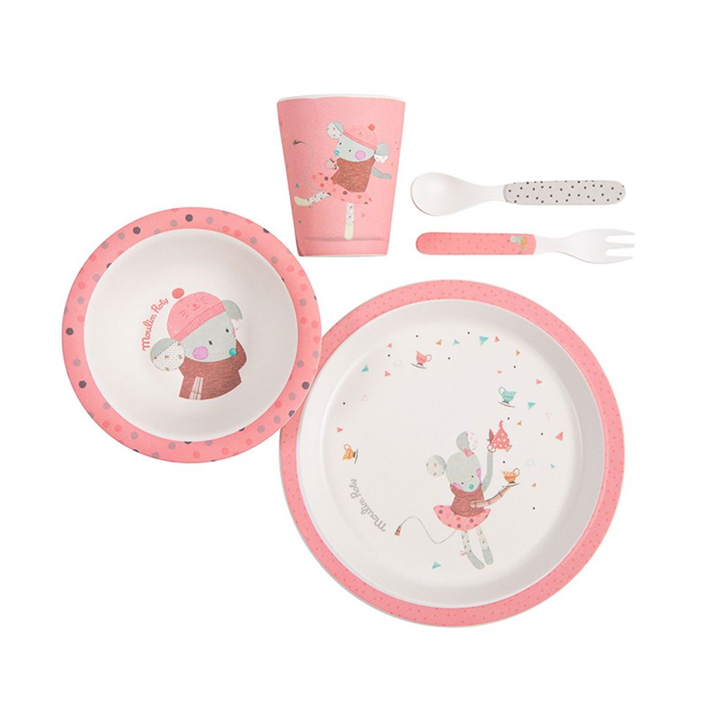 Moulin Roty, Комплект за хранене от бамбук, Мишле