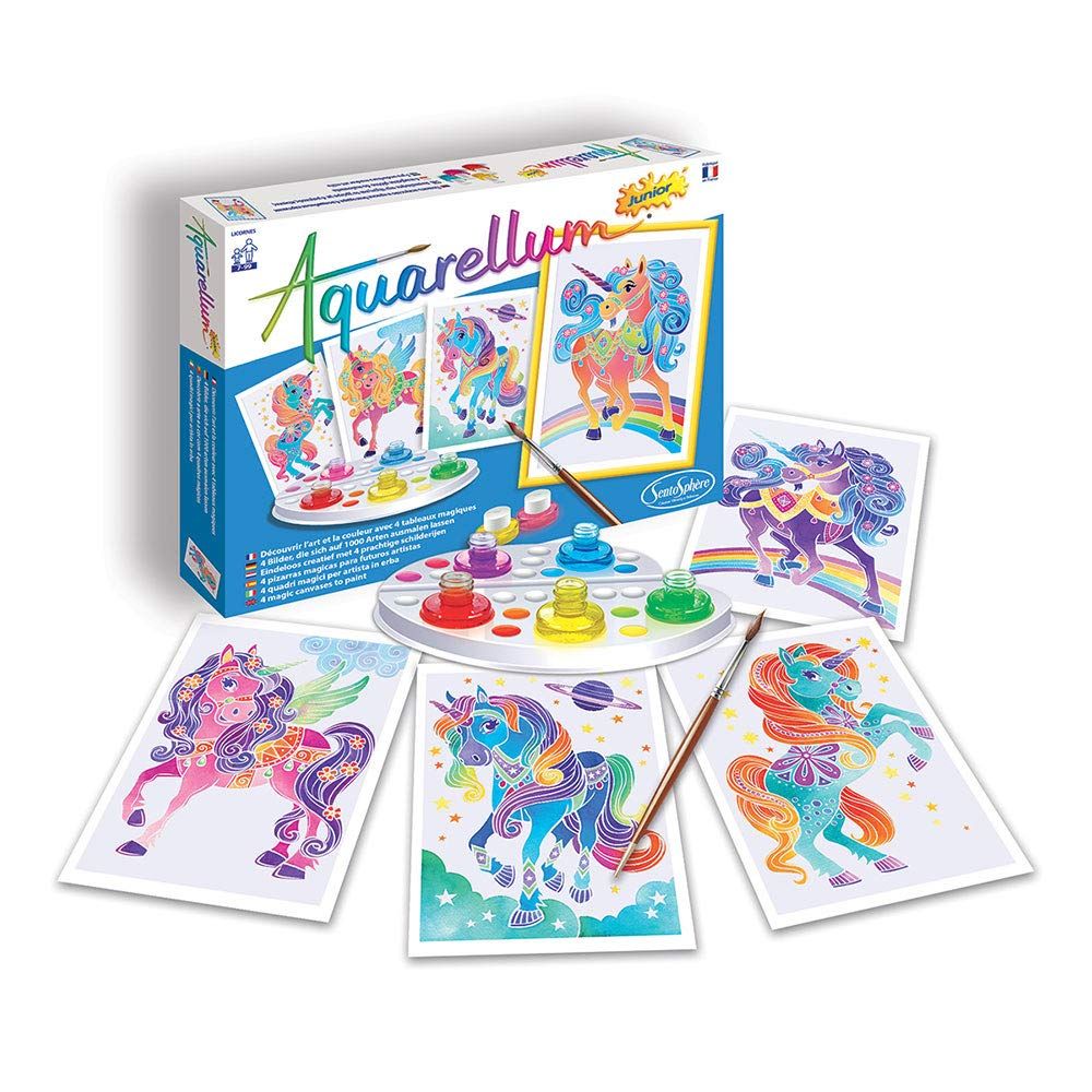 Aquarellum Junior, Комплект за рисуване с акварелни бои, Еднорози