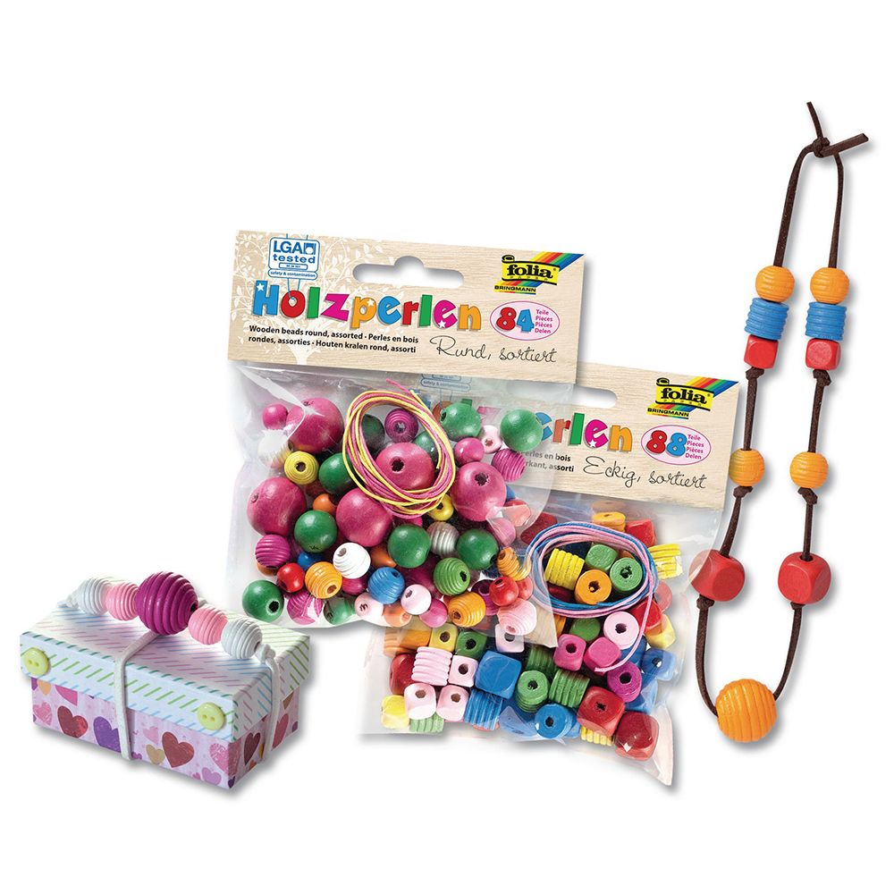 Кръгли дървени мъниста, 84 бр.