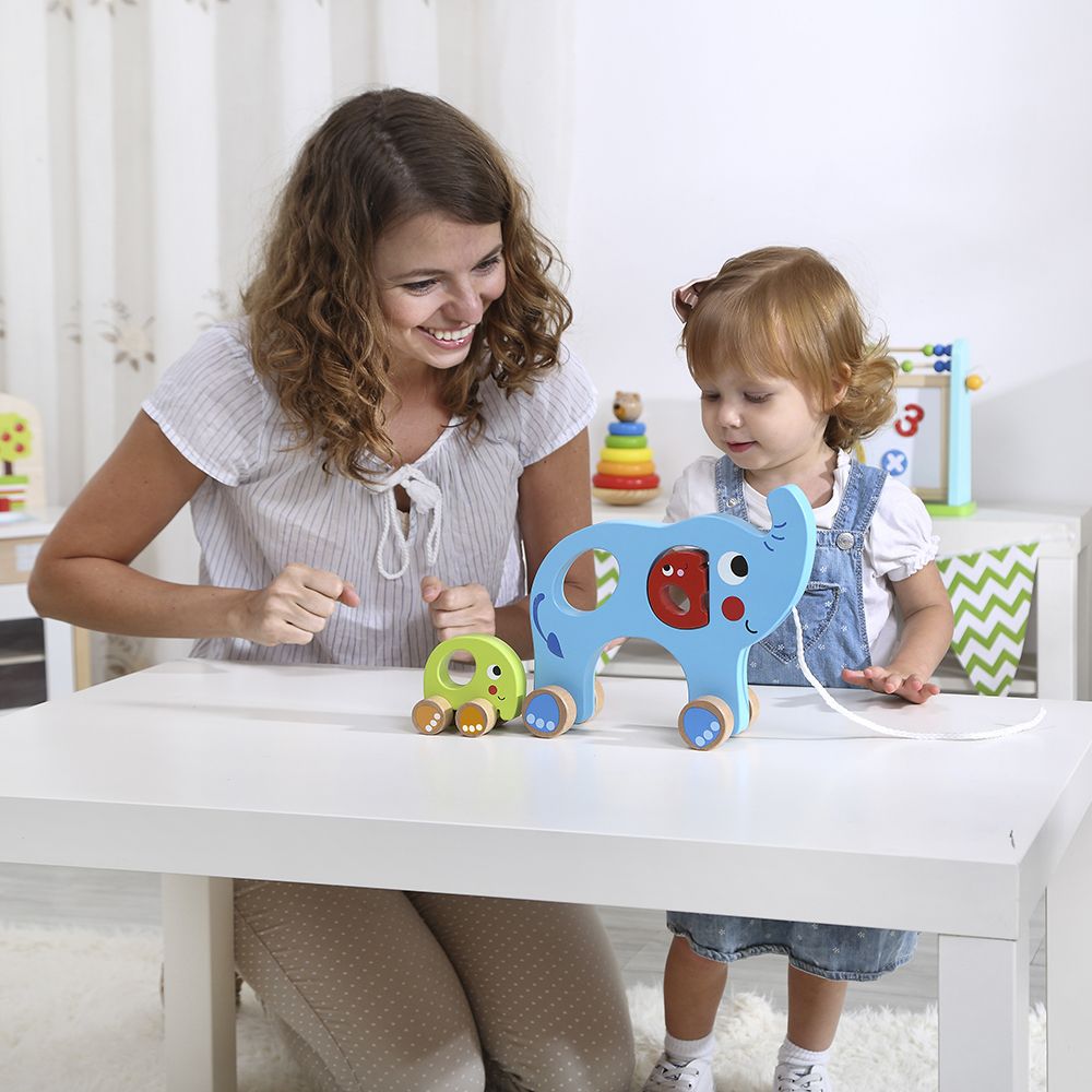 Дървена играчка за дърпане, Семейство слончета