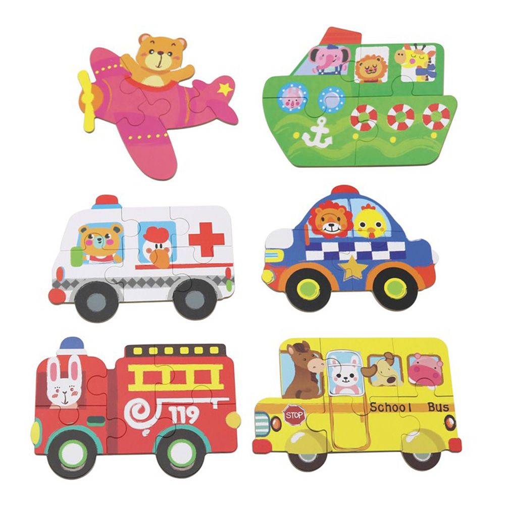 Превозни средства - пъзели за най-малките, 6 броя в кутия
