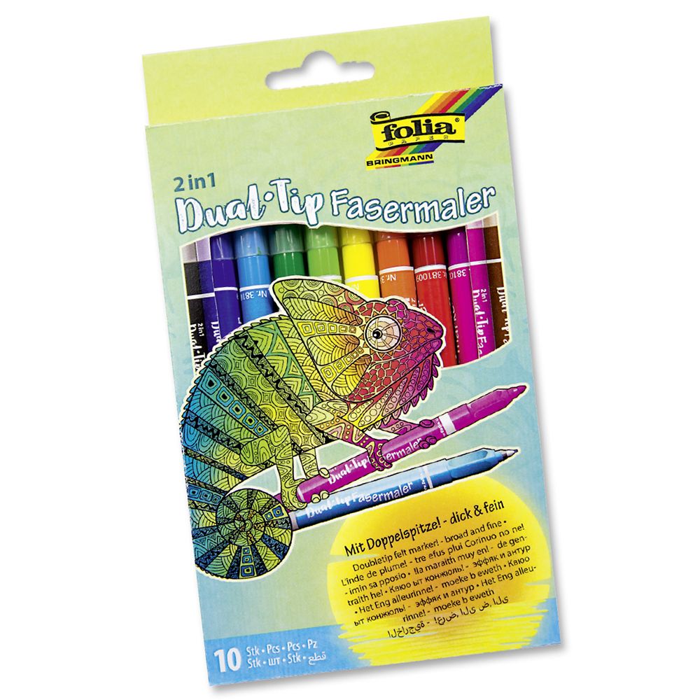 Folia Bringmann, Двустранни флумастери, 10 цвята
