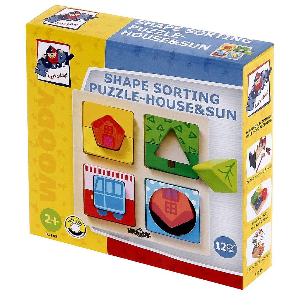 Пъзел-сортер с форми, Къщичка и слънце