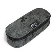 Ученически несесер, объл, сив с цветя