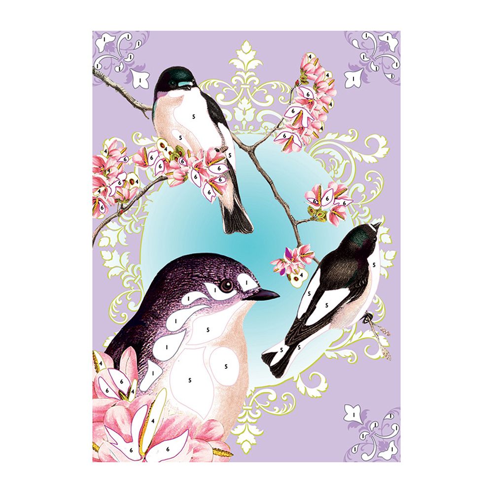 Комплект за рисуване с брокат, Пойни птички