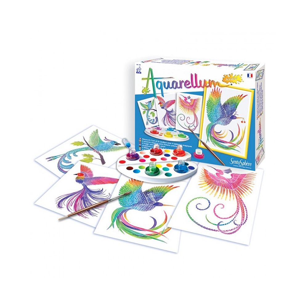 Aquarellum Junior, Комплект за рисуване с акварелни бои, Райски птици