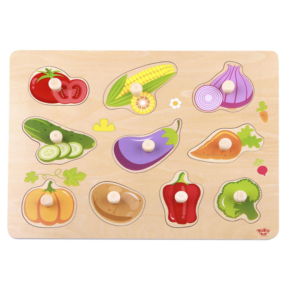 Tooky Toy, Дървен пъзел с дръжки, Зеленчуци