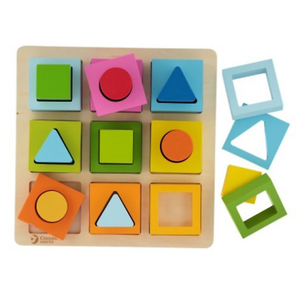 Пъзел сортер, Форми и цветове на различни височини